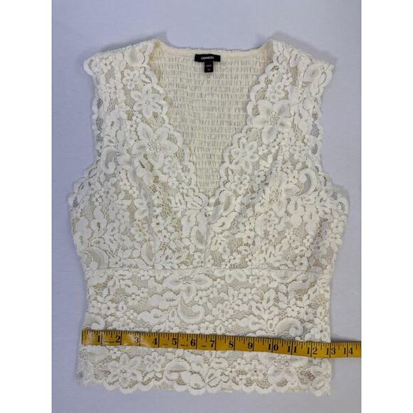 Vintage Express Y2K 90’s Babydoll Lace Sleeveless Tank Top Ivory Size XS - Picture 9 of 16